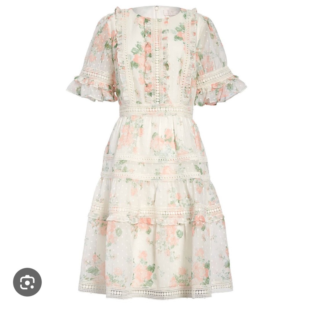 Rachel Parcell Pink and Green Floral Midi Dress